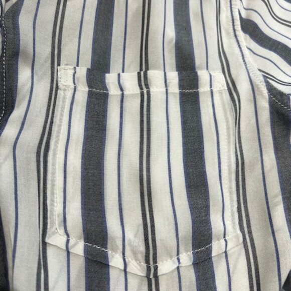 Closet Clearance Grey and White Button Down Long Sleeve Tie waist Shirt - Picture 8 of 11